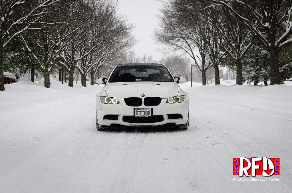 BMW M3 with Bridgestone RE970AS tires in the snow